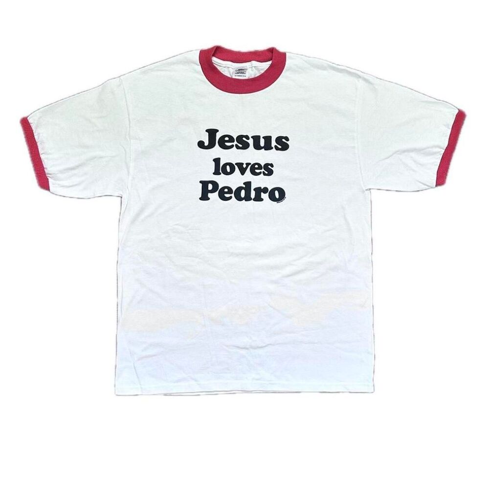 Early 2000’s Jesus Loves Pedro Napoleon Dynamite Parody Jesus Ringer T Shirt